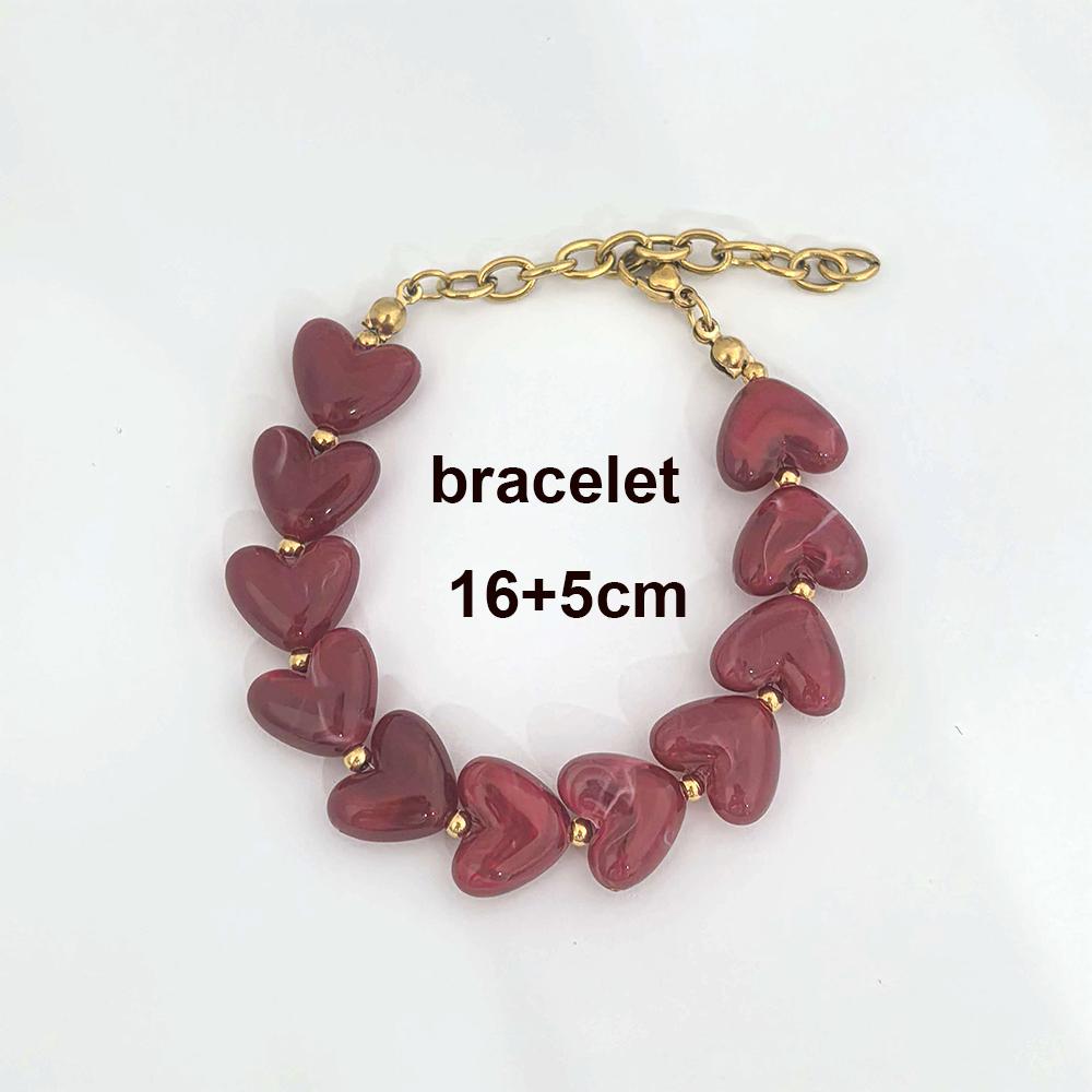 Love Resin Heart Necklace Women Choker Gold Beads Stainless Steel White Red Green Coffee Beige Waterproof Diy Handmade