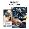 CURREN Luxury Vintage Watch for Men Sports Chronograph Quartz Wristwatches with Silicone Strap,Date,Luminous