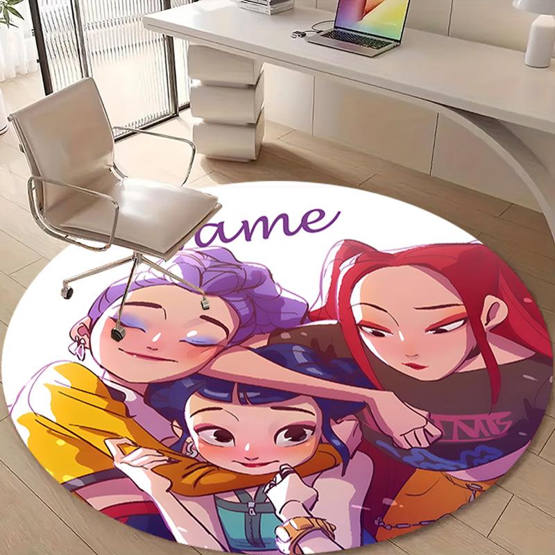 Personalized K-KPop Demon Hunters Round Chair Office Rug - Perfect for Mat, Office Chair & More - Ideal Gift for Birthdays and Holidays