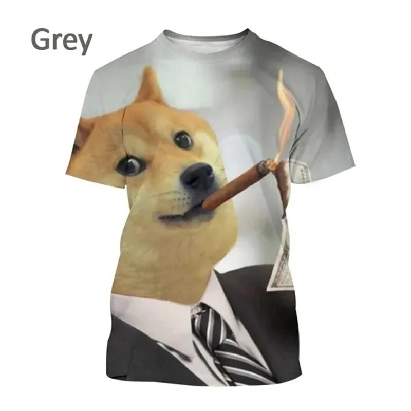 Astronaut Doge Dogecoin Graphic Printed T-Shirt Men Clothing Fashion Meme Cheems Casual 3D Printing Tee Tops