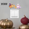 Removable Holiday Sticker Halloween Pumpkin Ghost Switch Sticker, Cartoon Light Self-Adhesive Easy Apply Decals Wall Decoration Decal for Living Room