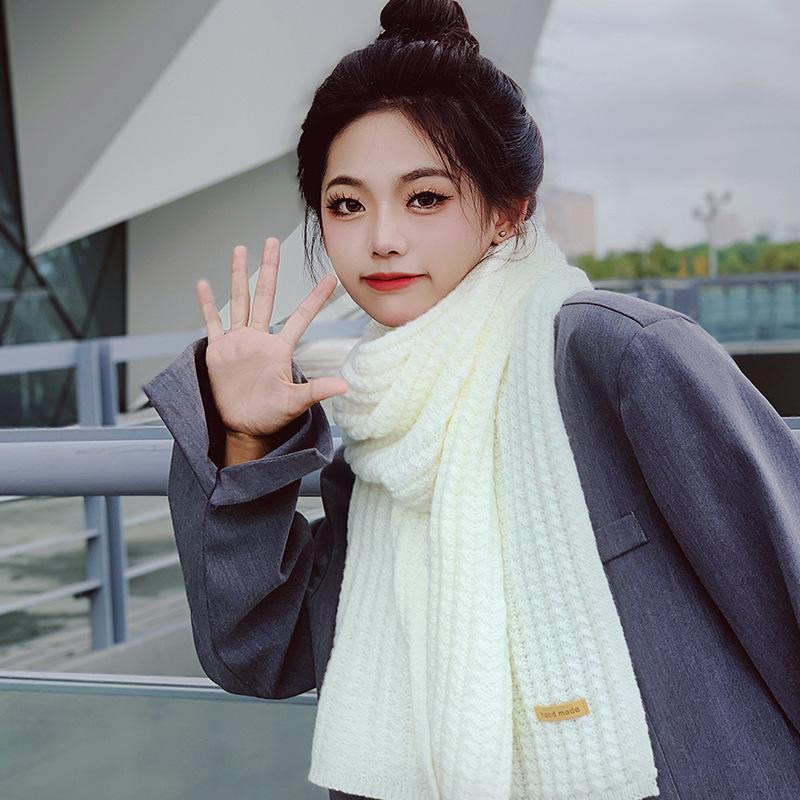 Thick Woolen Scarf for Women in Korean Style Student Harajuku Versatile Ins Trendy Girl British Japanese Style Knitted Scarf