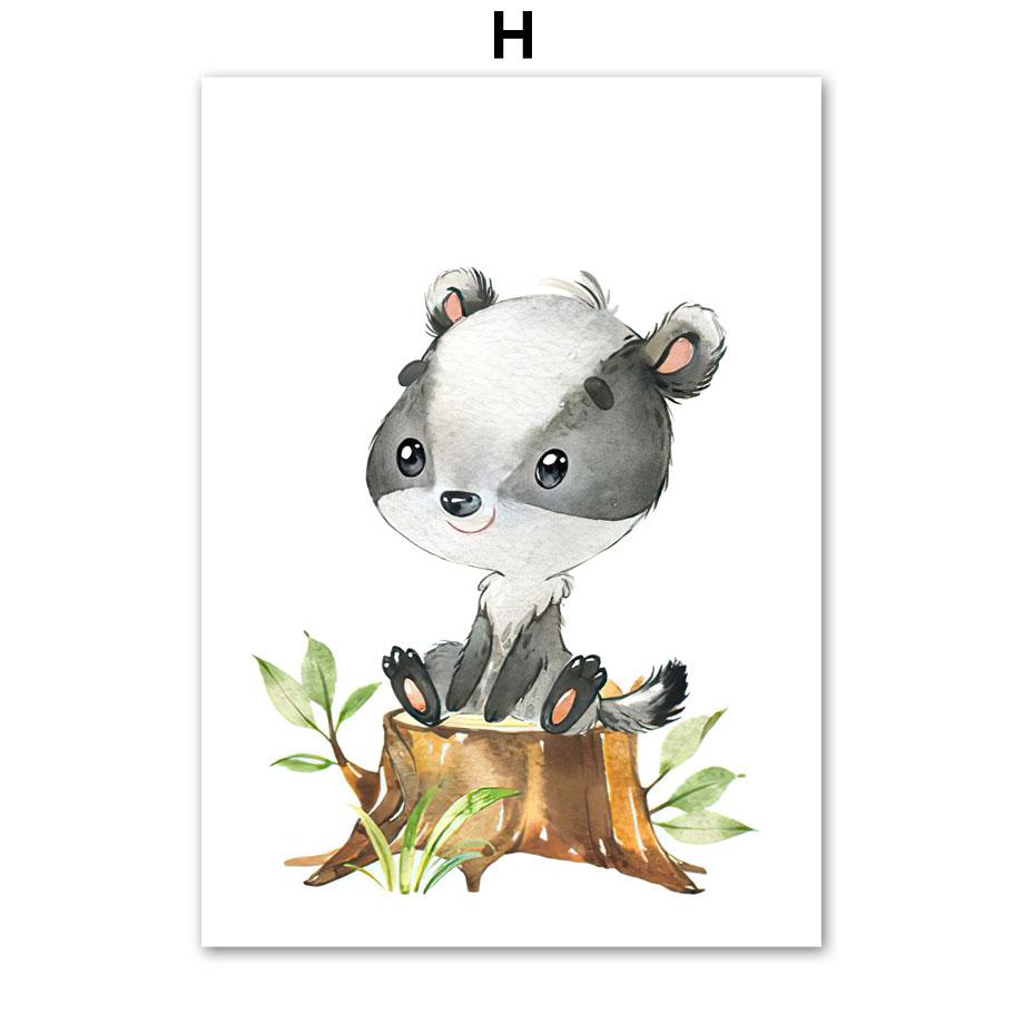 

Cute Jungle Animals Nordic Posters Fox Rabbit Deer Zebra Squirrel Bear Wall Art Canvas Painting Wall Pictures Kids Room Decor 21x30cm No Framed