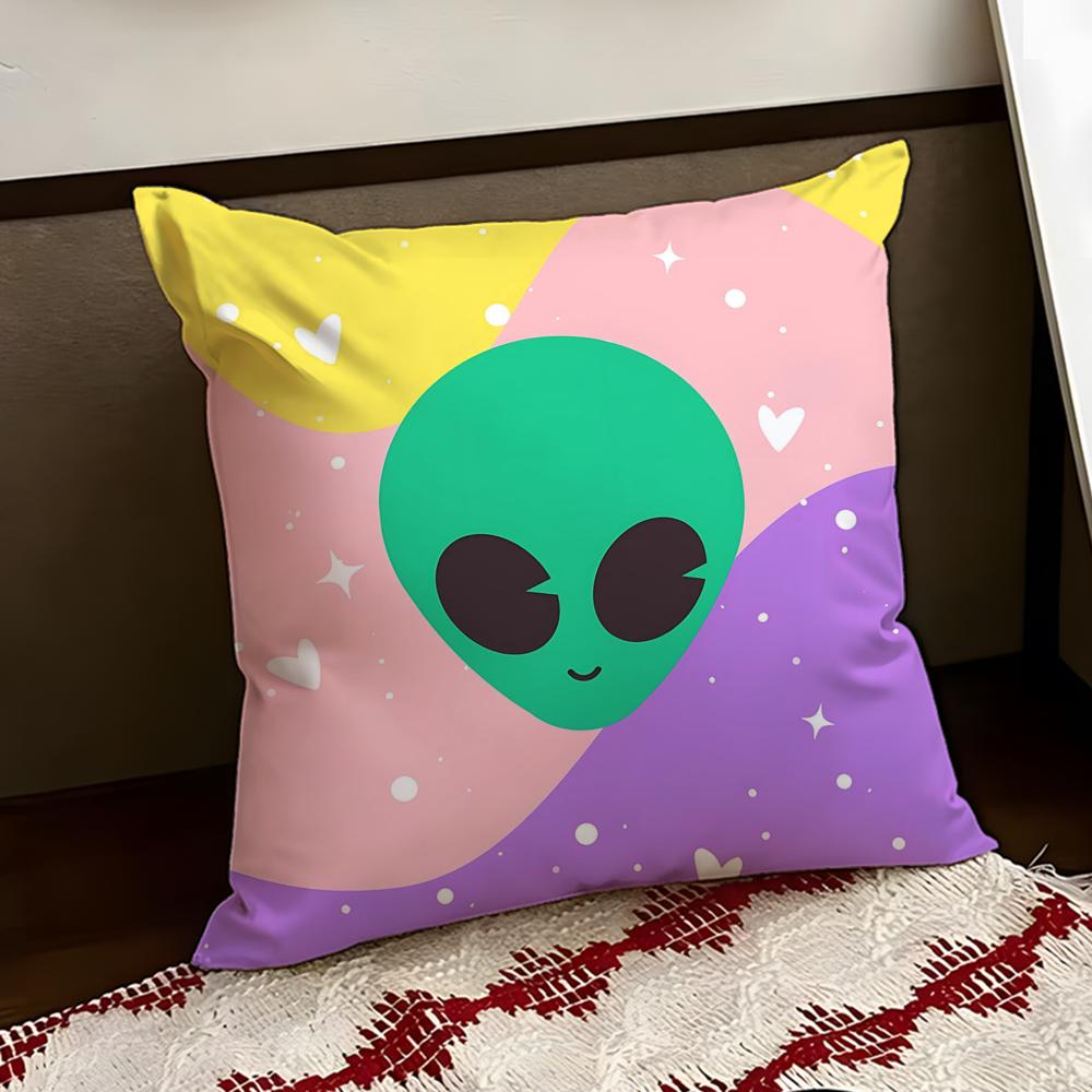 Surreal Dreamy Aliens Cushion Cover Reversible Soft Durable Pillow Cover Home  Car MultiScene Use for Daily Comfort