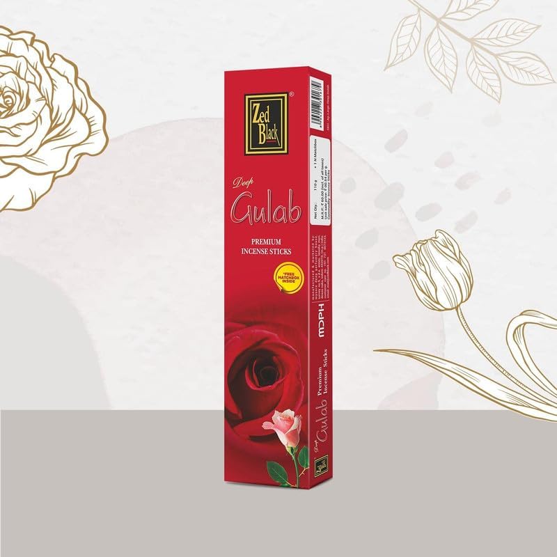 Zed Black Premium Incense Sticks Combo With Manthan Gold, Attar Phool & Deep Gulab Fragrance Pack