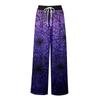Women Summer Boho Palazzo Pants High Waist Wide Leg Halloween Printing Casual Trousers With Pockets