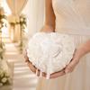 Rhinestone Decoration Ring Box Cushion Ribbon Pearl Bridal Ring Holder  Wedding Ceremony