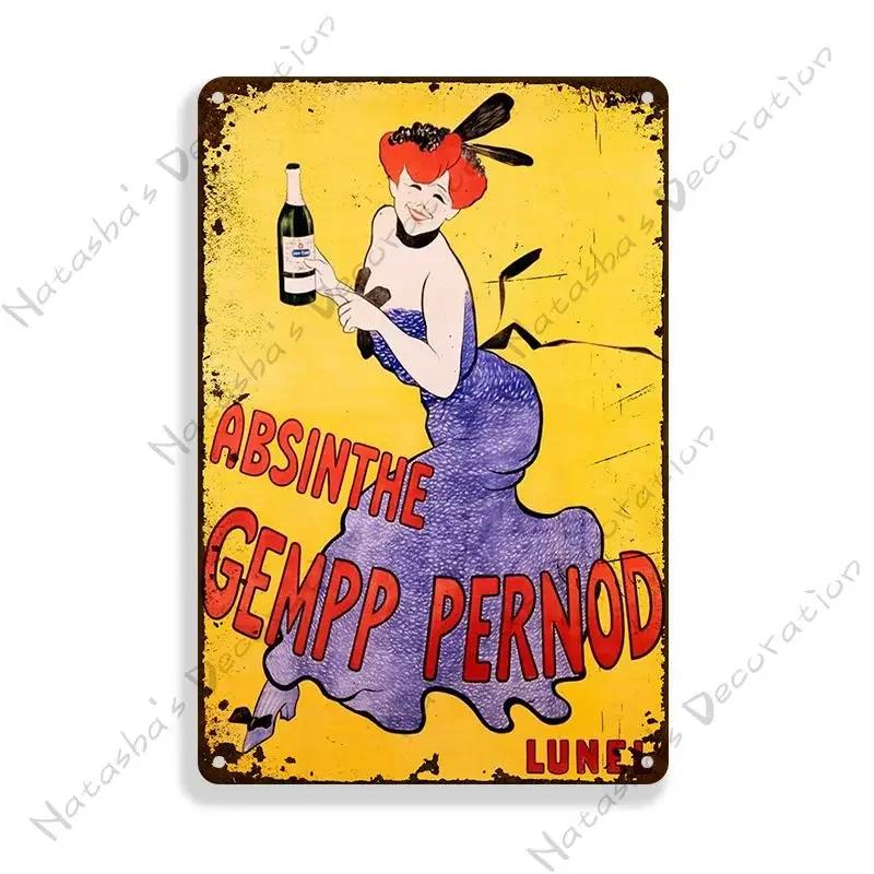 Absinthe Metal Tin Sign Beer Brand Metal Signs Wall Plate Vintage Metal Plaque Man Cave Home Plate Wall Industrial Decor