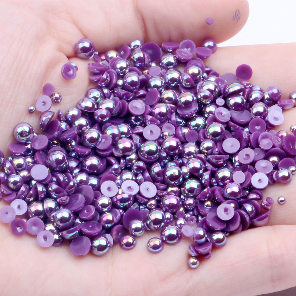 Resin Half Round Flatback Beads 2-6mm Mix Size Glue on Loose Rhinestones for Clothes Dresses DIY Crafts Scrapbook Decoration