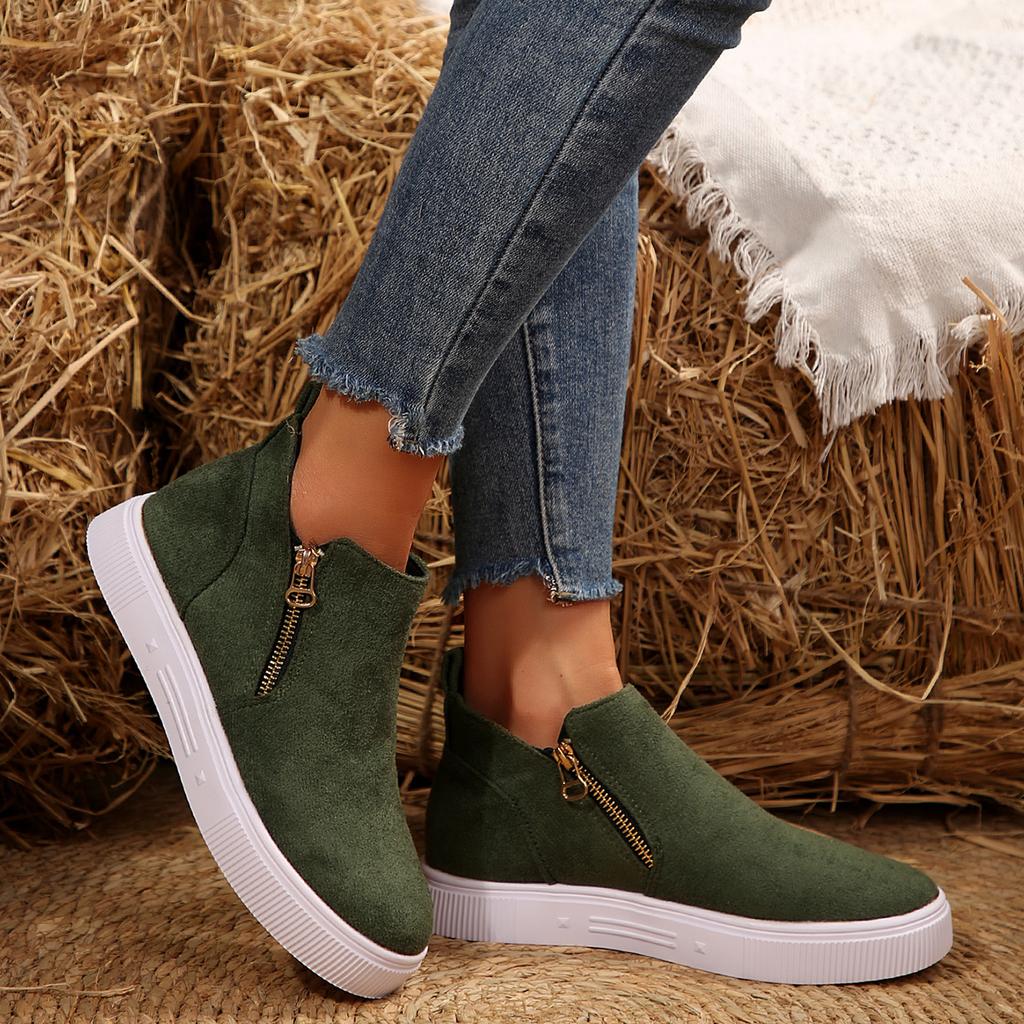 Fashion Winter Snow Boots Women Winter Comfortable Shoes Zip Warm Plush Cold Winter Fashion Shoes Flat Cotton Brand Ladies Ankle Boots