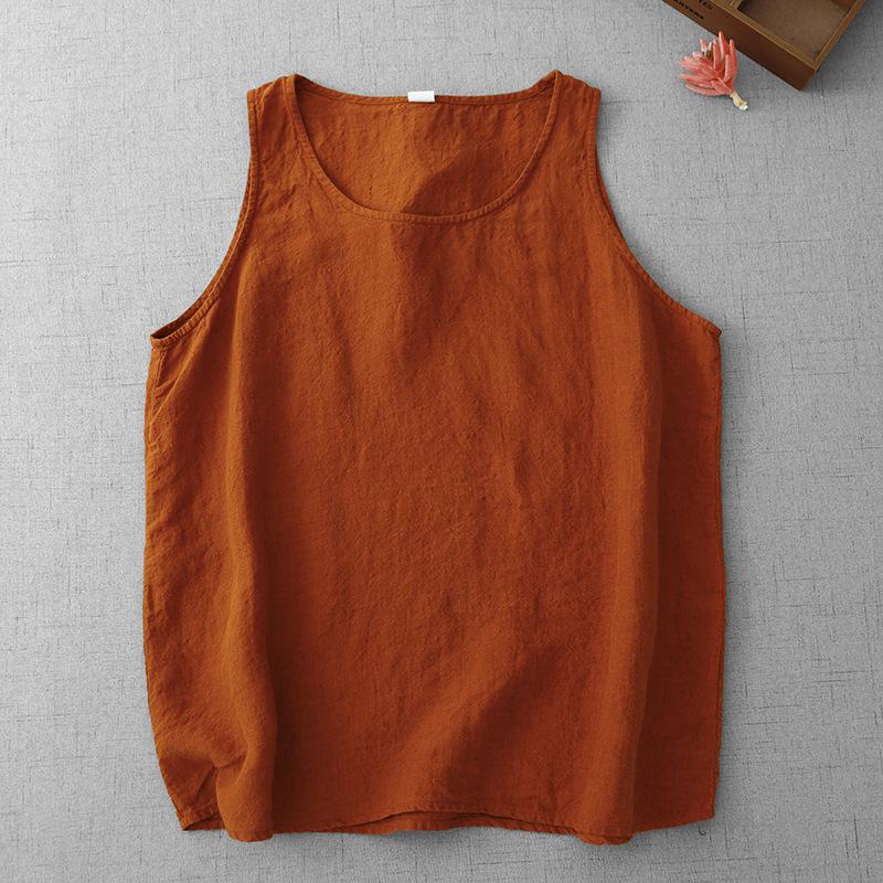 2026 Casual Plus Size Sleeveless Linen Pullover for Women