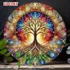 Metal Tin Sign Tree of Life Wall Art, 7.87x7.87 Inch Modern Rustic Decor for Home Garden