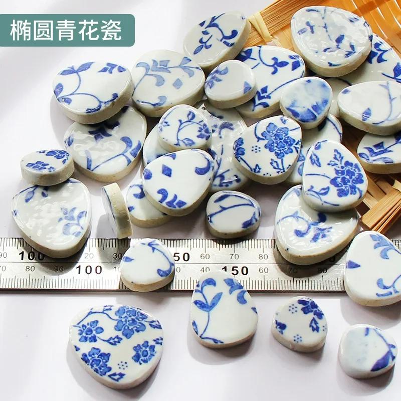 100g Oval Ceramic Mosaic Tiles Multi Color Mosaic Piece DIY Mosaic Making Stones for Craft Hobby Arts Home Wall Decoration arte