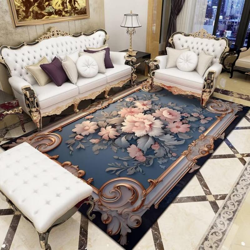 Nordischer Waschbarer Wohnzimmerteppich Europäischer Stil Heimdekor Bodenmatte Druckmuster Bereichsteppich Schlafzimmer Großer Bereich Sofateppiche