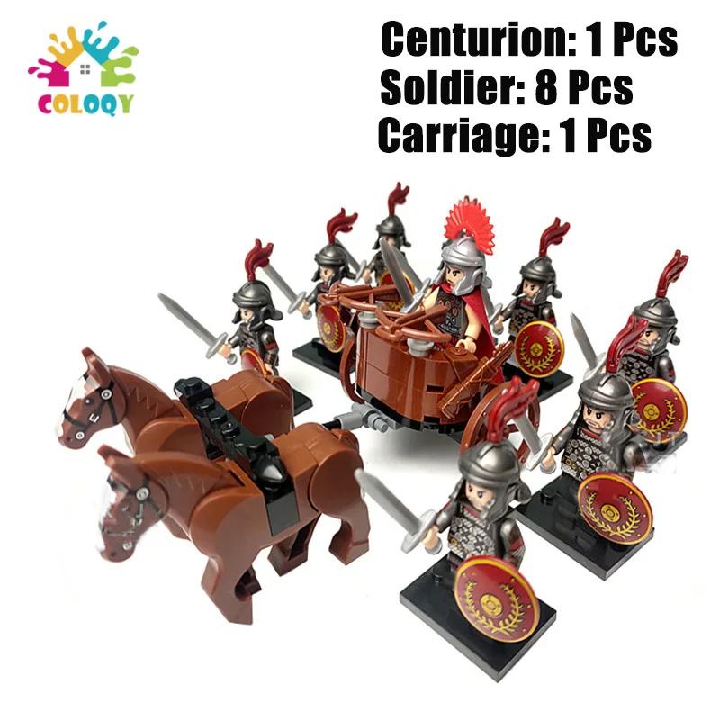 Kids Toys Roman Legion Building Blocks Medieval Knight Warhorse Cavalry Soldiers Figures Toys For Kids Christmas Gifts