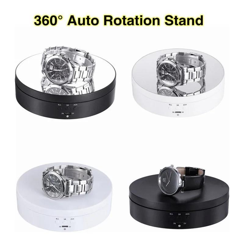 1PC Motorisierter rotierender Spiegel-Ausstellungsständer, 360-Grad-Drehteller, Schmuckhalter, USB-Stromversorgung, rotierende Aufnahme, drei Geschwindigkeiten