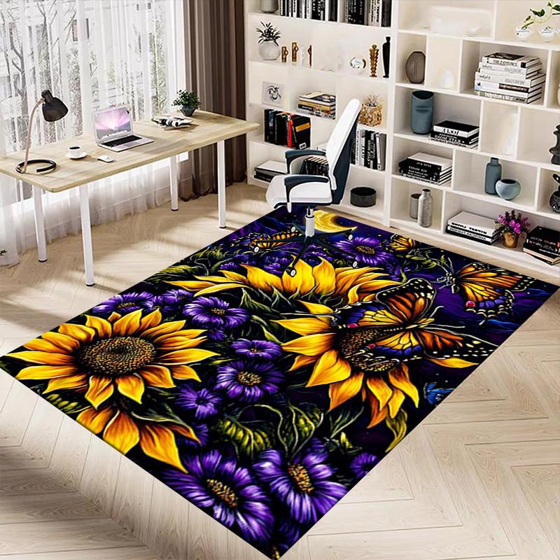 1PC Butterflies Sunflowers Extra Large Non-Slip Floor carpet, Office, family, bedroom, Studio - Large Area RugJ0410
