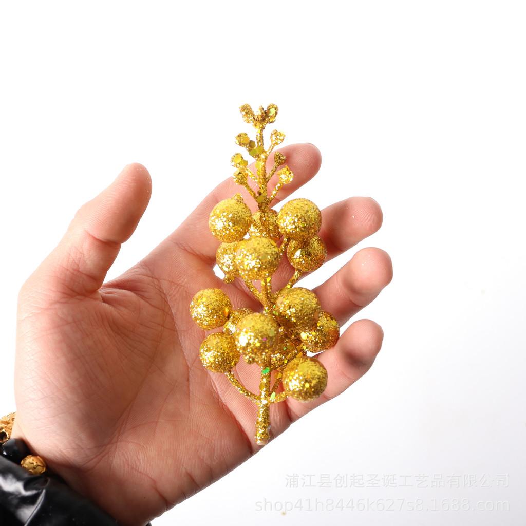Exquisite Shiny 15 Gold And Red Decorative Berry Sprays For Celebrations Holiday