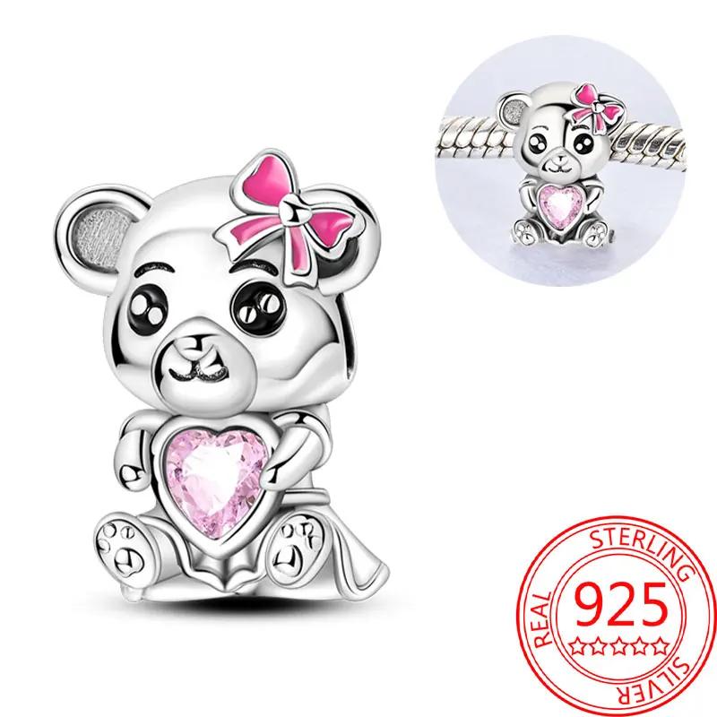 Lovely Copper Little Monkey Embracing Red Heart Pendant Fit Bracelet Necklaces Party Pairing With Handmade Gifts