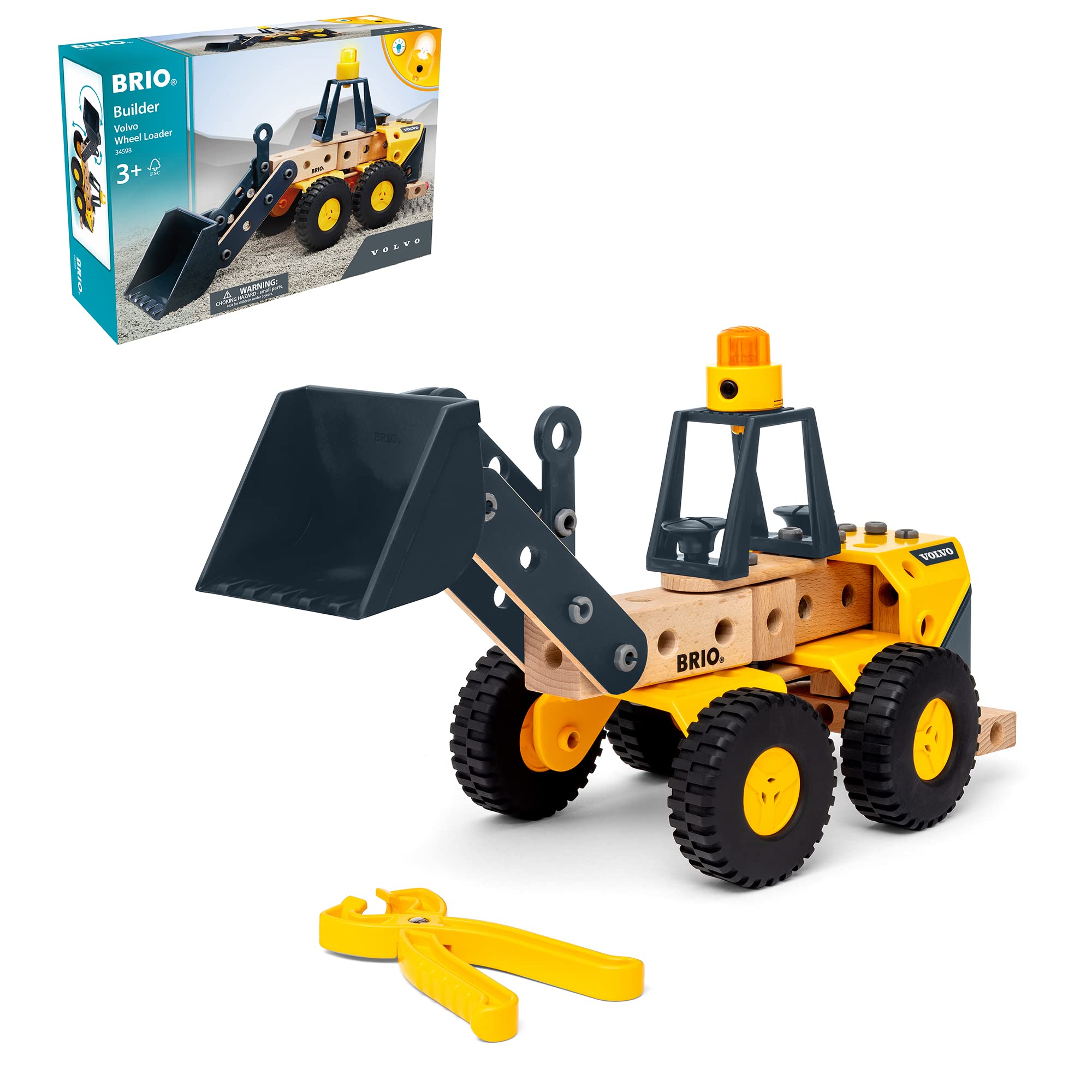 

BRIO Builder Volvo Wheel Loader Ages 58 Wooden Building Carpentry Pretend Perfect Gift for Birthdays or Christmas 345984, 3+, Pieces, Blocks, Play,