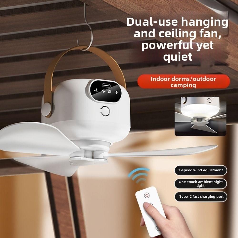 Rechargeable Ceiling Fan Light Energy Saving Intelligent Hanging Fan Light 3 Gears with Remote Control Electric Fan Night Lamp