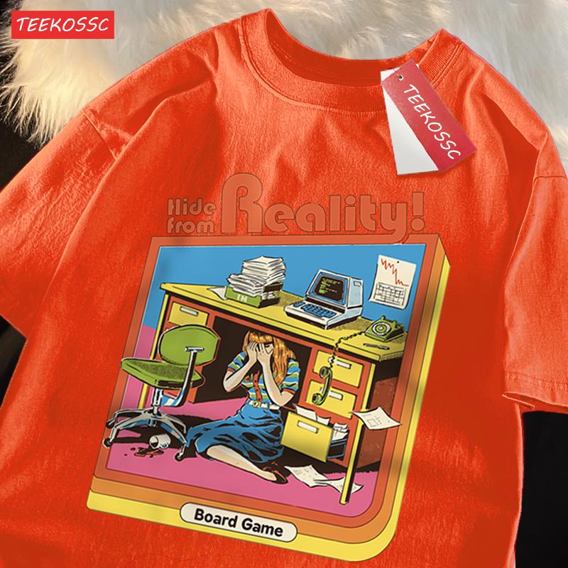

Спрячься от реальности Настольная игра Печать Футболки Мужчины Женщины Мода Свободная Хлопковая футболка Мягкая Летняя Повседневная Футболка Оверсайз Пара 4XL