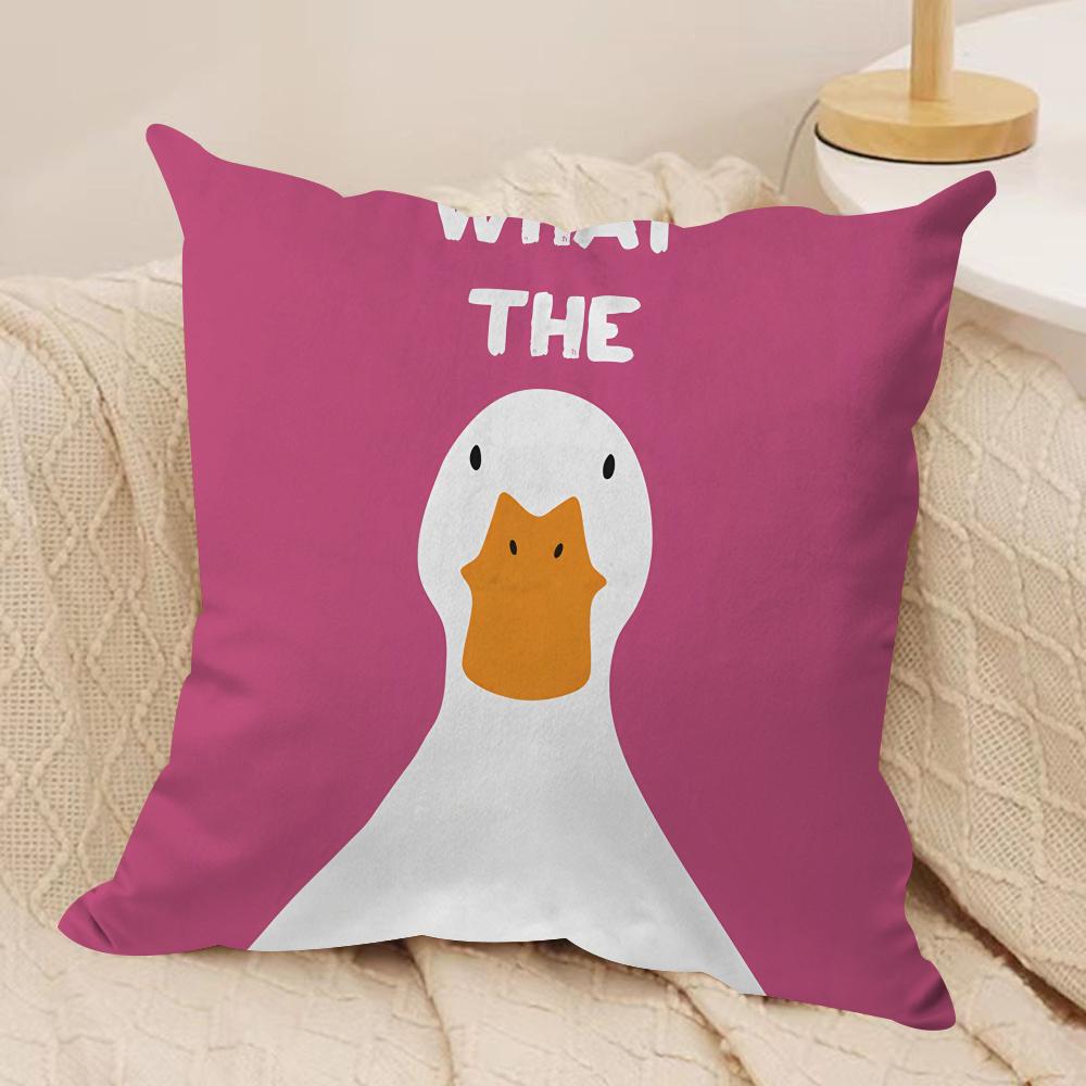 Funny What the Duck Art Cushion Cover Pillowcase Ultra Soft Skin Friendly Fabric Cloud Like Comfort  Concealed Zipper