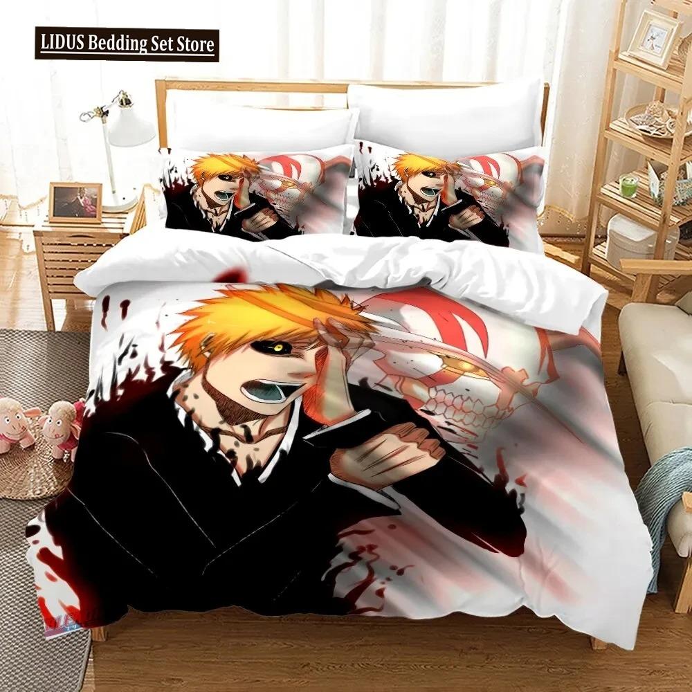 Anime Bleach Kurosaki Ichigo Bedding Set Boys Girls Twin Queen Size Duvet Cover Pillowcase Bed Boys Adult Home Textileextile