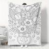 1pc All-Season Universal Floral Coloring Pattern Flannel Blanket, Doodle DIY Creative Coloring Blanket, Household Sofa Cover Blanket, Office Nap Blank
