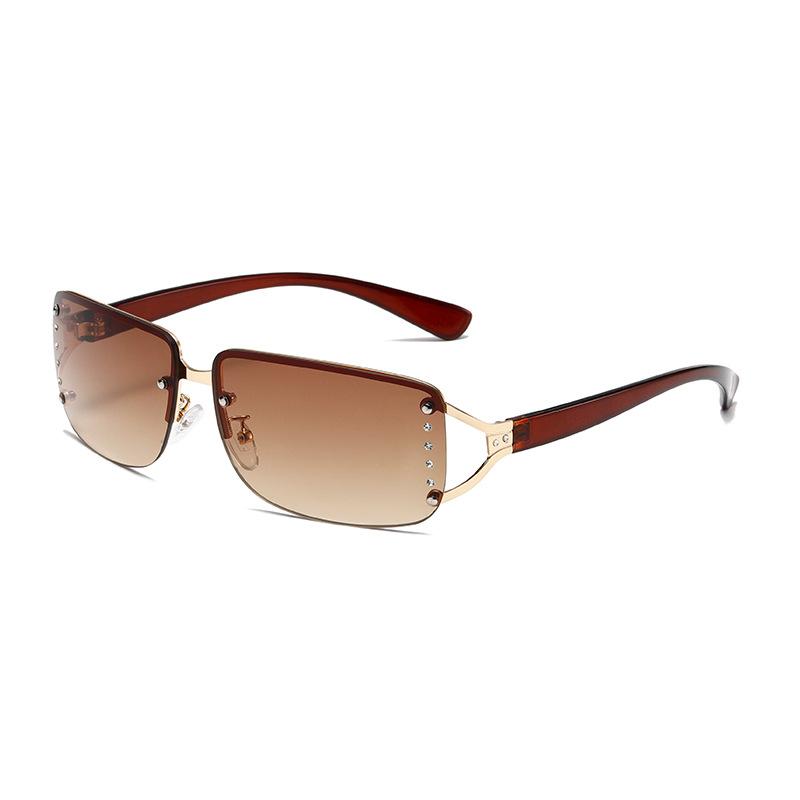 Hipster Internet Celebrity Sunglasses Rimless Diamond Box Sunglasses Female Millennial Future Technology Punk Sunglasses