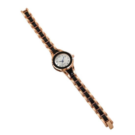 Ladies Quartz Watch Round Band Wristwatch Strap Analog Watch Contrasting Color Dial Slim Women Bracelet Gift