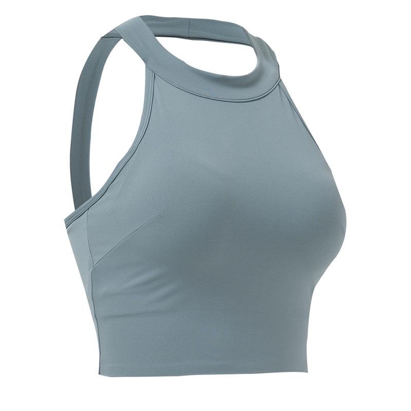 

Женский ударопрочный топ для йоги без рукавов с фиксированными чашками и стильным дизайном спины для бега и фитнеса. M