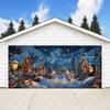 Classic Christmas backdrop for a large garage door, New Year's party backdrop, winter scene, decorative banner4707