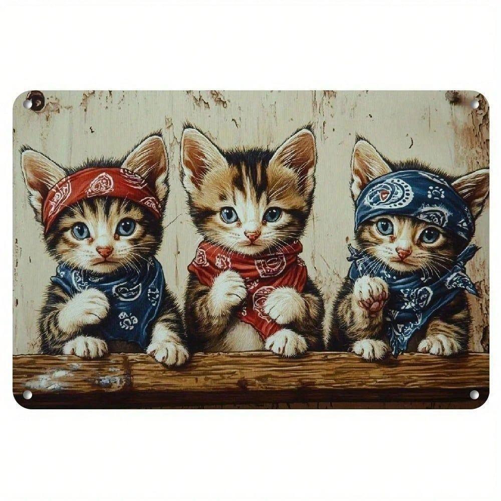 Vintage-Wandschild aus Metall, 20 x 30 cm, Kung-Fu-Katze, lustig, inspirierend, für Kneipe, Bar, Garage, Büro, Zuhause