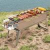 Outdoor Charcoal BBQ Stove Portable Home Folding Charcoal Stove Stainless Steel Wood-Burning BBQ Grill for Camping Picnic BBQ