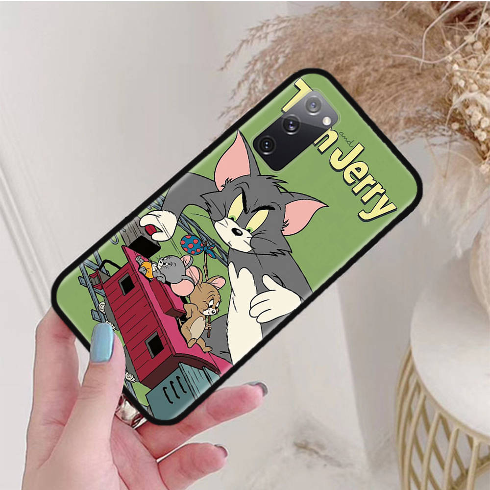 Black Case for Samsung Note 20 Lite S24 Ultra S23 A03 A05 A06 A11 A71 A15 A16 A13 A24 A25 A33 A52 A53 A50 M55 M35 Plus C-47 Tom Jerry Cat Mouse