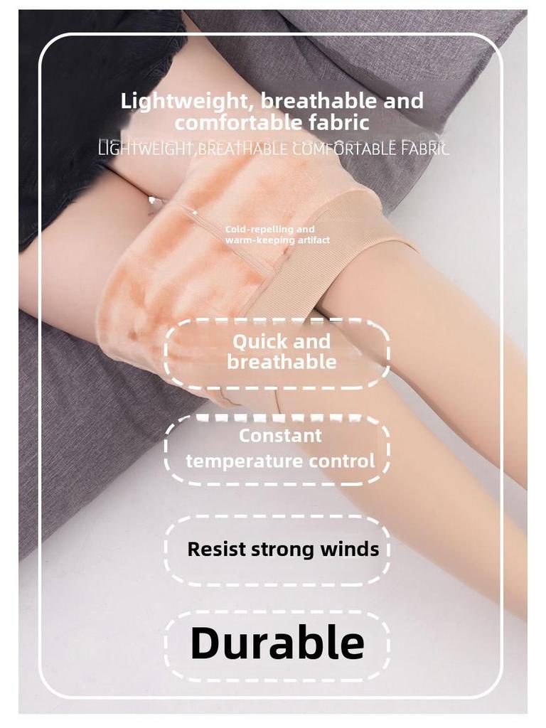 Enhanced Bare Leg Look Thick Nylon One-Piece Pantyhose with Stepping Socks for Fall & Winter (Plus Size)