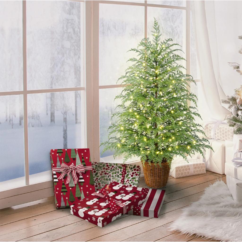 60cm Pre-Lit Green Artificial Christmas Potted Tree