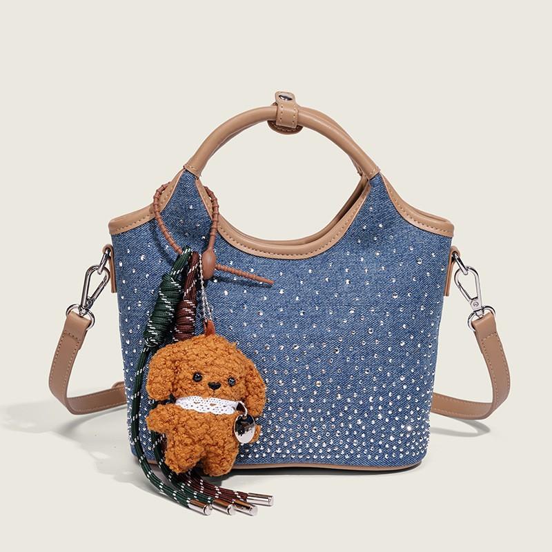 Denim Vegetable Basket Bag Women's New Fashionable Casual Commuter Handbag High-end Single-shoulder Cross-section Small