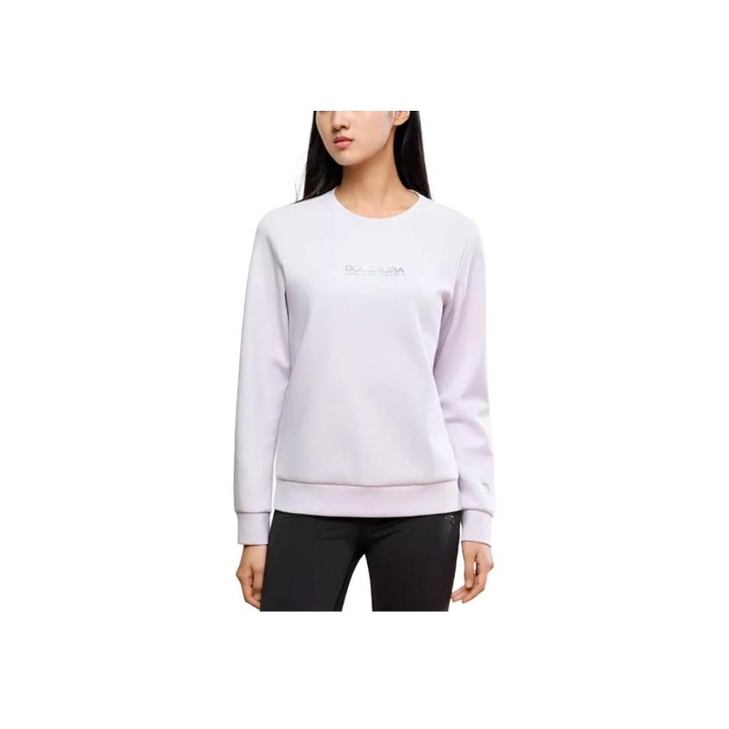 Anta Training Series Letter Round Neck Pullover Sports Long Sleeve Sweatshirt Women Sweatshirt Light-Purple 162447740-1