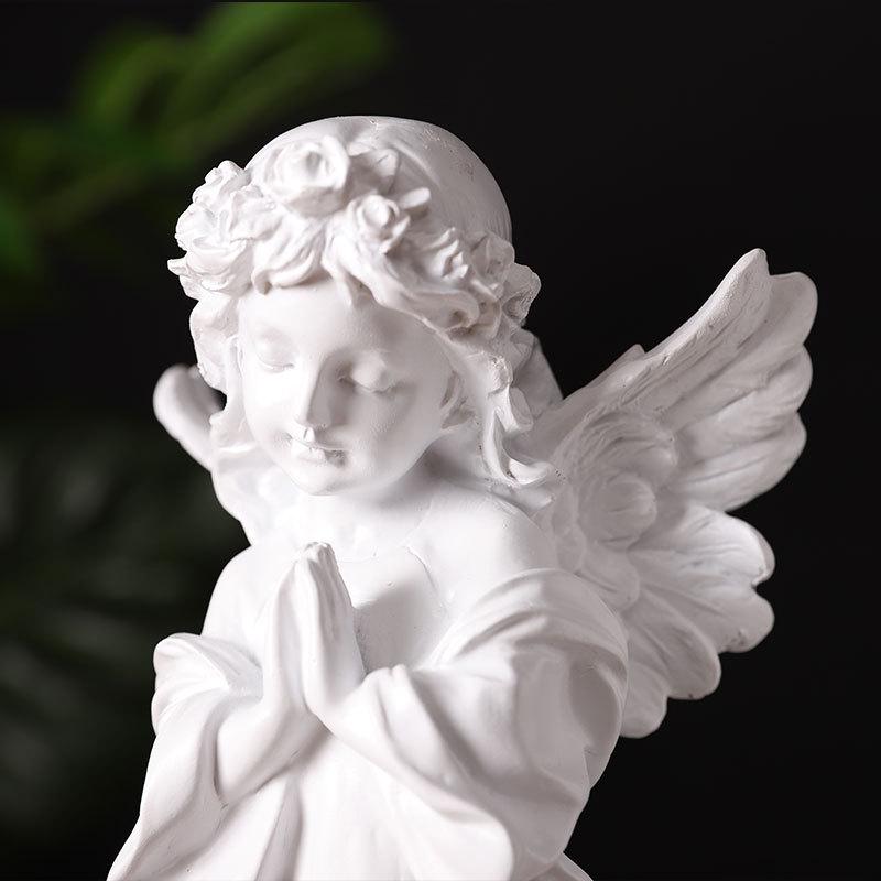 Nordic Praying Angel Resin Figurine - Cute Angel Girl Desktop and Foyer Decor
