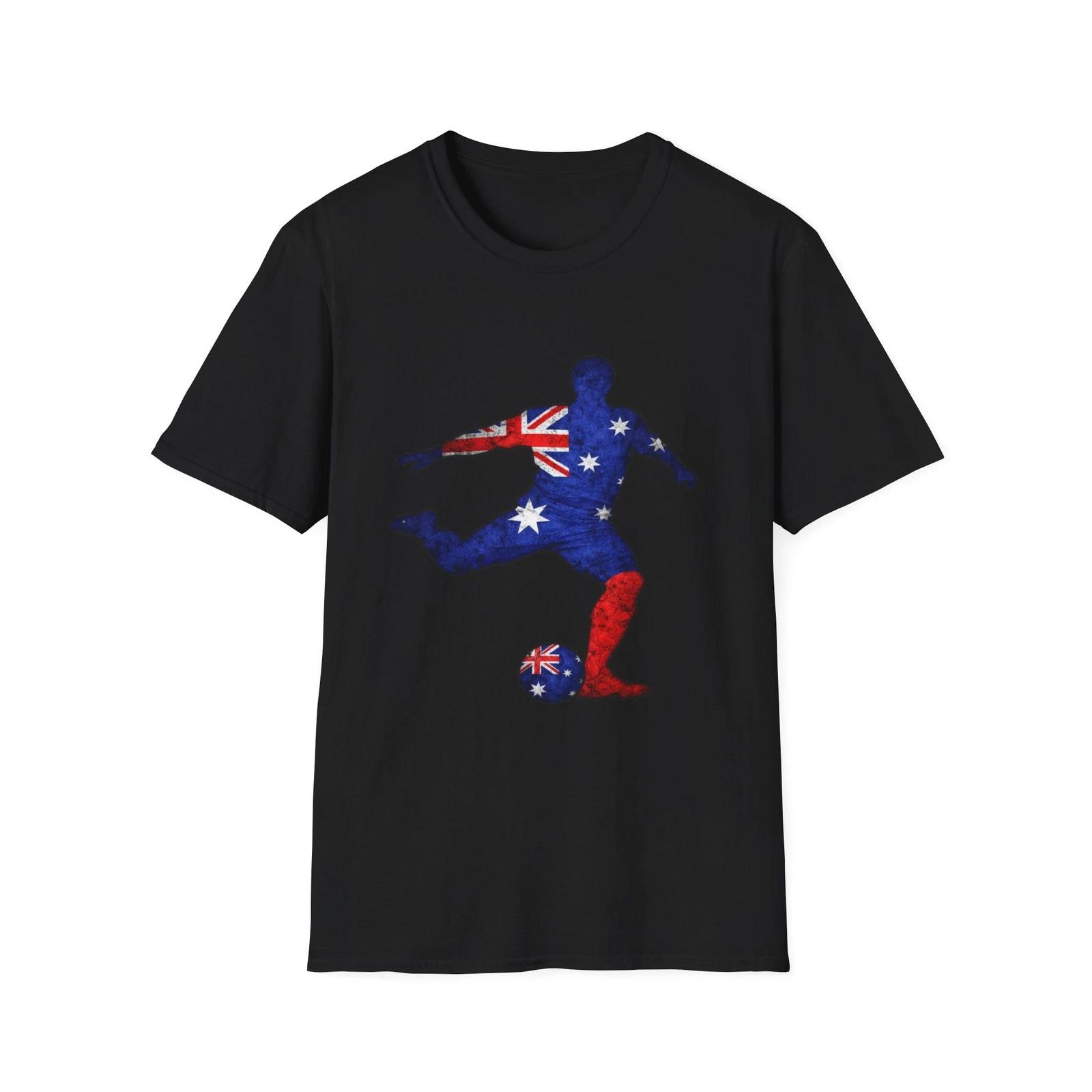 Australian Flag Soccer Player Children s Children s Children s T  Children s T-shirt Football Silhouette Graphic Tee 100