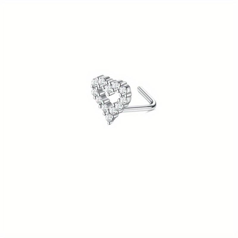 

Florideco Surgical Steel Nose Ring 20G Heart CZ Moon Hoop L Shaped Piercing Jewelry for Women 0.8(20g) 8mm&Moon&Nose Rings & Studs&Face