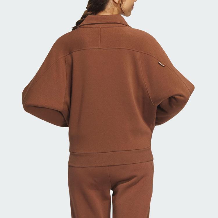 Adidas Small Logo Fleece Full-Zip Jacket Women Outerwear Brown IX6794