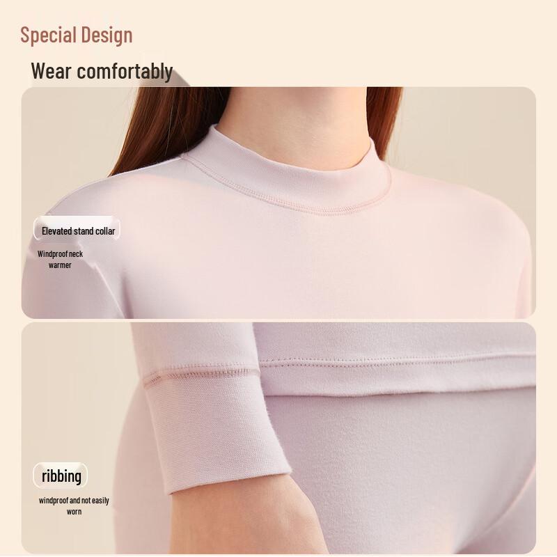 Dingguagua Reine Baumwolle Halbhoher Kragen Thermounterwäsche-Set