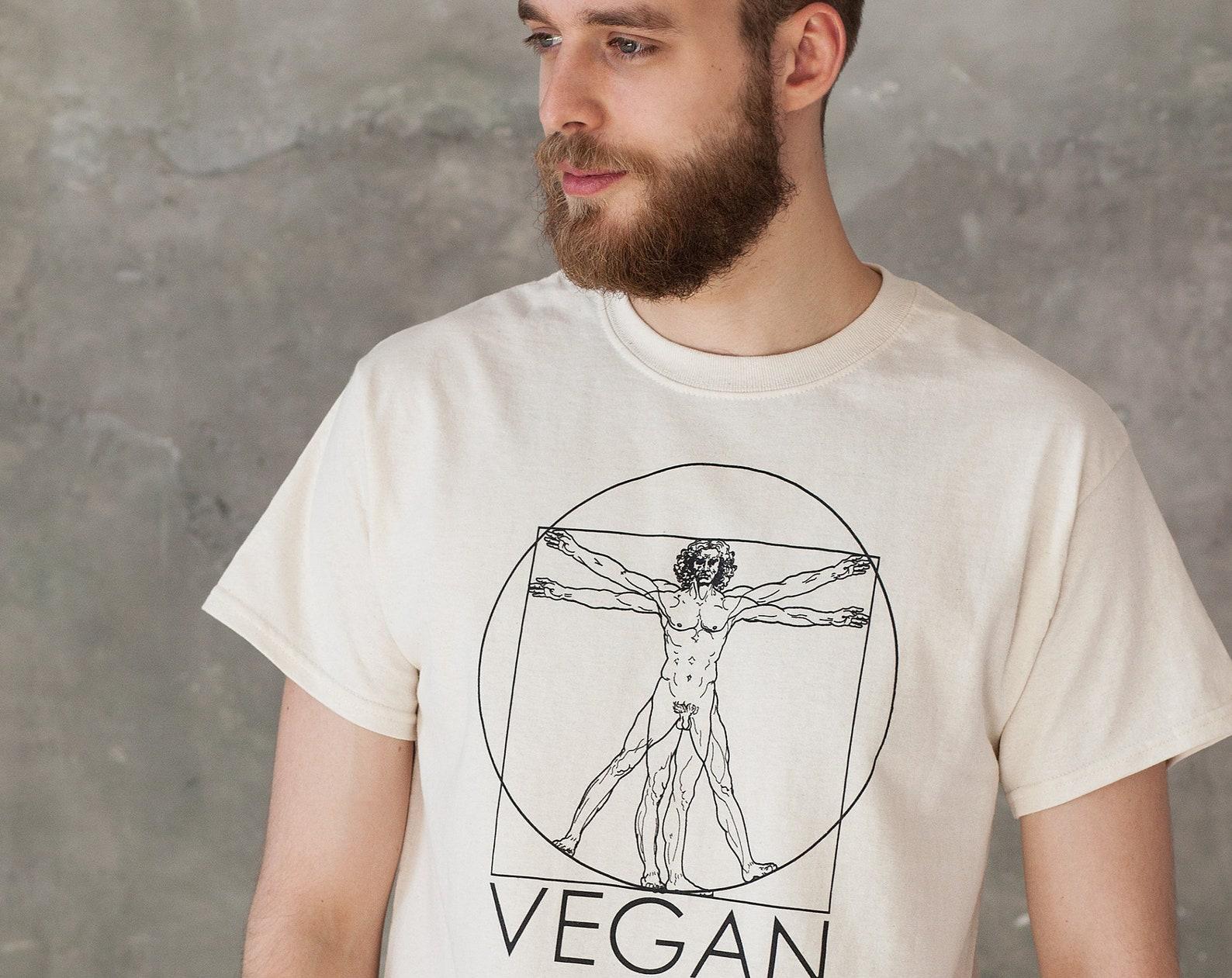 Vegan T-Shirt: Da Vinci Vitruvian Man Graphic Tee 2XL