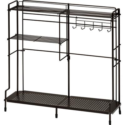 Wahei Freiz Seitenregal aus Eisen für Herd, 52 x 50 cm, braun, Aufbewahrung von Gewürzen und Küchenutensilien, Haken im Lieferumfang enthalten, ca.. 15.5