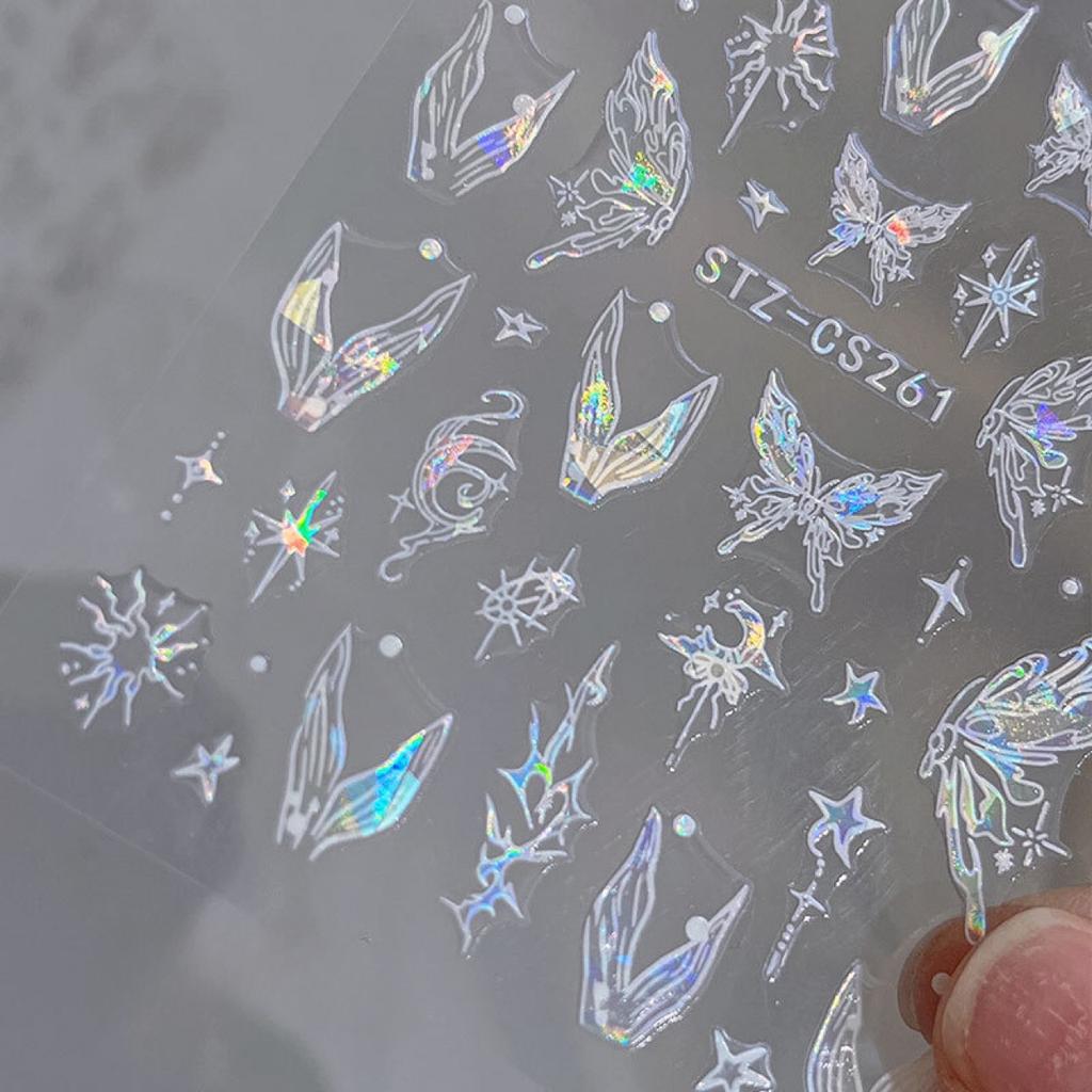 New Aurora Thin Tough Manicure Sticker New Shell Light Mermaid Tail Butterfly Agile with Adhesive Nail Sticker