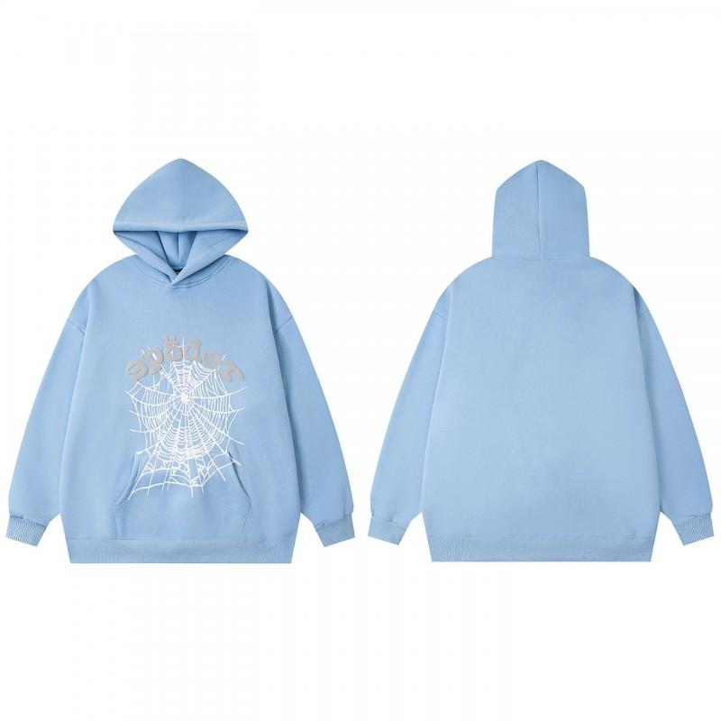 Sp5der Spider Web Foam Print Fleece Hoodie Loose Fit Hip Hop Sweatshirt Men Women
