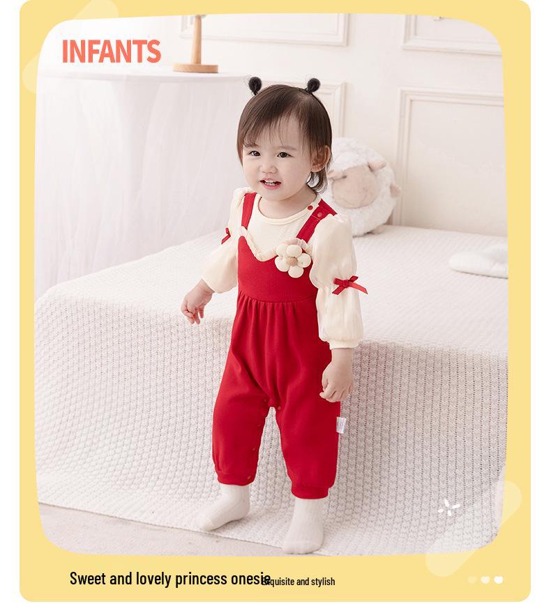 Autumn Long Sleeve Baby Romper – Newborn/1-Year-Old Girl Outfit